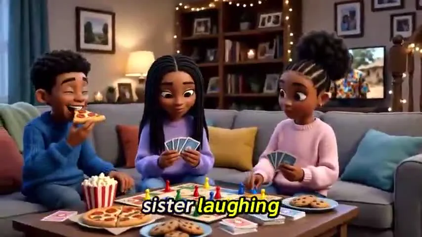 Three older children enjoying snacks and a game together in the sitting room.